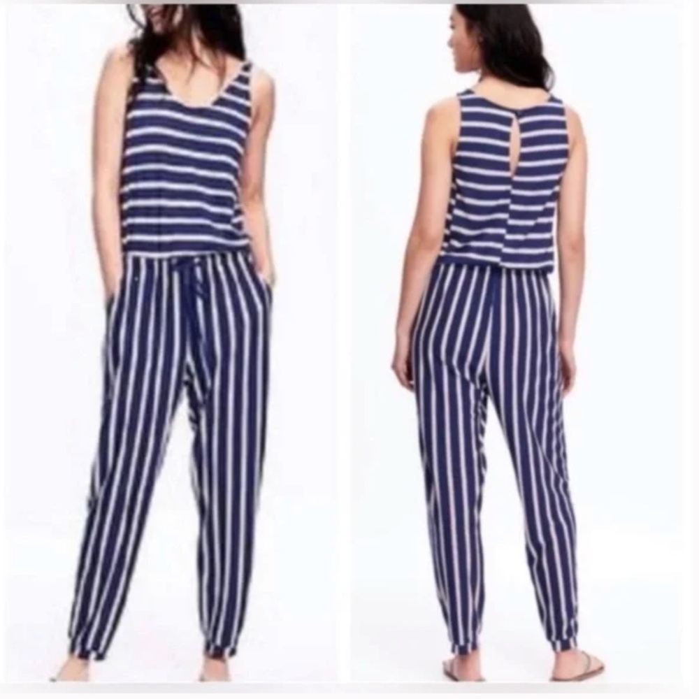 Old Navy Mixed Striped Sleeveless Jumpsuit